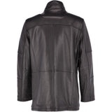 Leather Coat With Detachable Collar Black : Carl