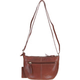 Leather Compact Crossbody Bag Cognac: Naomi