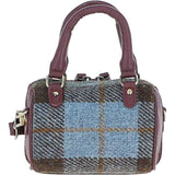 Ashwood Leather & Harris Tweed® Cloth X-Small Barrel Bag Wine/Mcload: TW-60-17-WM