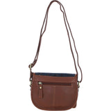 Ashwood Leather & Harris Tweed® Cloth Saddle Bag Tan/Navy: TW-26-011-TN