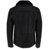 Men's Luxury Side Zip  Sheepskin Pilot Jacket Black: P-56