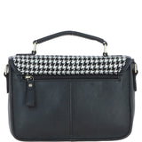 Ashwood Leather & Harris Tweed® Cloth Satchel Bag Black/White: TW-68-12-BW