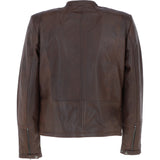 Mens Leather Biker Jacket Aq Brown: BR FONS-1
