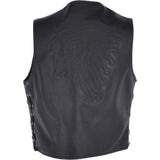 Men's Leather Embossed Laced Waistcoat Black: W/COAT INDIAN