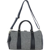Ashwood Leather & Harris Tweed® Cloth Doctor Holdall Black/White: TW-46-12-BW