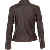 Leather Biker Jacket Aq Brown: G 2131