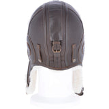 Classic Sheepskin Leather Pilot Hat Brown Cream: 041K