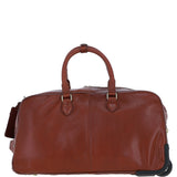 Luxurious Leather Wheeled Duffle Bag Tan: pl-50