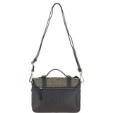 Ashwood Leather & Harris Tweed® Cloth Medium Satchel Bag with Twist Lock Brown/Green: TW-34-09-BG