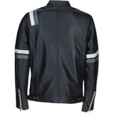 Men's Ashwood Leather Casual Jacket with Contrast Stripes Black: AWM-260