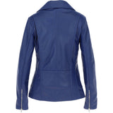 Ashwood Ladies Leather Longline Biker Jacket Ink Blue: LONG LINE BIKER