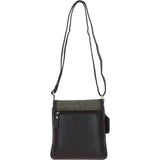 Ashwood Leather & Harris Tweed® Cloth Twist Lock Crossbody Bag Brown/Green: TW-31-09-BG