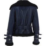 Women's Aviator Biker Jacket Blue/Black: 2420