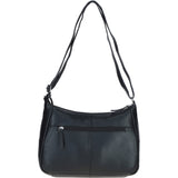Leather Shoulder Bag with Zip & Magnetic Pocket Black: Meath