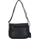 Elegant Ashwood Leather & Harris Tweed® Cloth Crossbody Bag Black/Green/Red: TW-27-07-BR