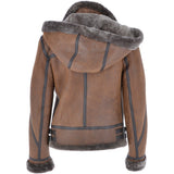 Short Hooded Sheepskin Flying Jacket Tobacco: 10245