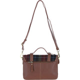 Ashwood Leather & Harris Tweed® Cloth Medium Satchel Bag with Twist Lock Tan/Green/Red: TW-34-08-TR