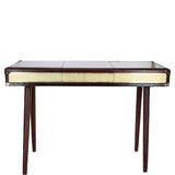 Luxury Real Leather 3-Drawer Desk Chestnut: LF-154