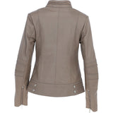 Ladies Leather Biker Jacket Biscuit: N-12