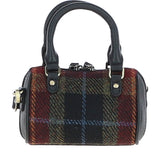 Ashwood Leather & Harris Tweed® Cloth X-Small Barrel Bag Black/Green/Red: TW-60-07-BR