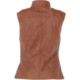 Diamond Quilted Leather Gilet Tan: RIGDEN GILLET