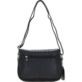 Elegant Ashwood Leather & Harris Tweed® Cloth Crossbody Bag Black/White: TW-27-012-BW
