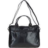 Executive Leather Laptop Bag with Buckle Pockets Black: TL-008