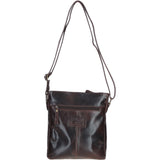 Compact Leather Messenger Bag with Front Buckle Pocket Brown: TL-005