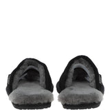 Fenland Classic Mens Suede Sheepskin Slippers Black/gray