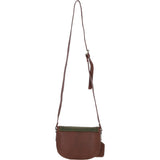 Ashwood Leather & Tweed Saddle Crossbody Bag with Twist Lock Tan/Green Check: TW-30-010-TGNH