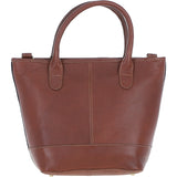 Ashwood Leather & Harris Tweed® Cloth Large Grab Bag  Tan/Navy: TW-64-11-TN