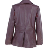 Womens Leather Fashion Single Breasted Blazer Burgundy: AWL-Blazer