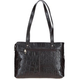 Velutto Eleganza' Zip Mid Section Real Leather Shoulder Bag Brown/croc: 52234
