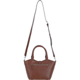 Leather Shoulder Bag with Detachable Crossbody Strap 2 Tone Tan: 64739