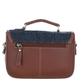 Ashwood Leather & Harris Tweed® Cloth Small Satchel Bag Tan/Navy: TW-67-11-TN