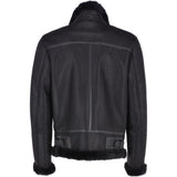 Mens Luxury Shearling Flying Jacket Black: NEON
