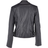 Leather Biker Jacket Black: N-31