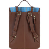 Ashwood Leather & Harris Tweed® Cloth Large Backpack with Twist Lock Tan/LT Blue: TW-38-05-TB