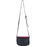 Ashwood Leather & Harris Tweed® Cloth Saddle Crossbody Bag with Twist Lock Navy/Pink: TW-30-06-NP