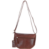 Leather Flap-Over Crossbody Bag Cognac: Violet