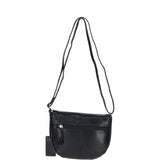 Leather Flap-Over Crossbody Bag Black: Violet