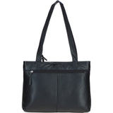 Classic Leather Zipped Shoulder Bag Black: Derry
