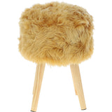 New Zealand Sheepskin Stool Ochre: SHORT SHEEPSKIN STOOL