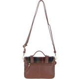 Ashwood Leather & Harris Tweed® Cloth Small Satchel Bag with Twist Lock Tan/Green/Red: TW-33-08-TR