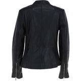 Real Leather Biker Style Jacket with Mandarin Collar Black: AWL-Kate