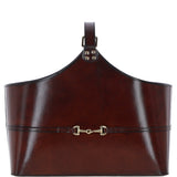 Ashwood Leather's Premium Handcrafted Leather Magazine Holder with Brass Detailing Chestnut: LF-161