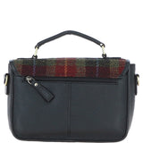 Ashwood Leather & Harris Tweed® Cloth Satchel Bag Black/Green/Red: TW-68-07-BR