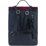 Ashwood Leather & Harris Tweed® Cloth Large Backpack with Twist Lock Navy/Pink: TW-38-06-NP