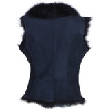 Toscana Suede Leather Biker Gilet Ombre Blue: KB 620