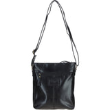 Compact Leather Messenger Bag with Front Buckle Pocket Black: TL-005
